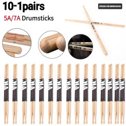 10-1Pairs 5A 7A Drum Sticks Professional Wooden Percussion Accessories Drum Mallets Musical Instrument Parts