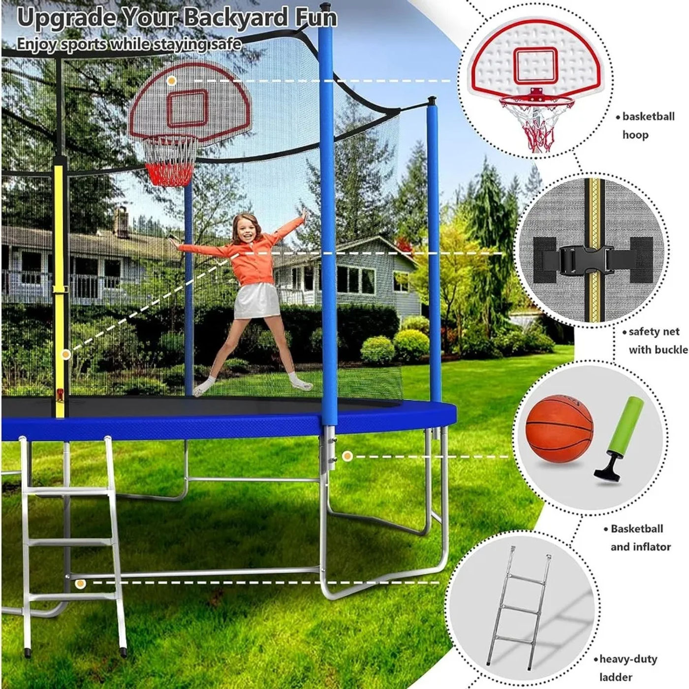 Description Picture 6 of itemUpgraded 16FT Trampoline for Kids and Adults, Large Outdoor Trampoline with Enclosure, Backyard Trampoline