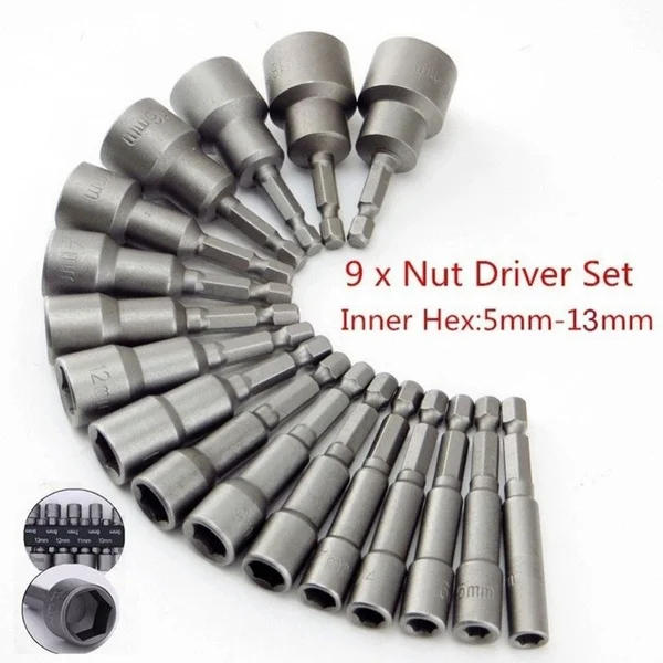 Description Picture 6 of item9/14pcs/set 5mm-13mm Hex SocketS Sleeve Nozzles Nut Driver Set Power Nuts Driver Socket Screwdriver Set Bits Sets Tools