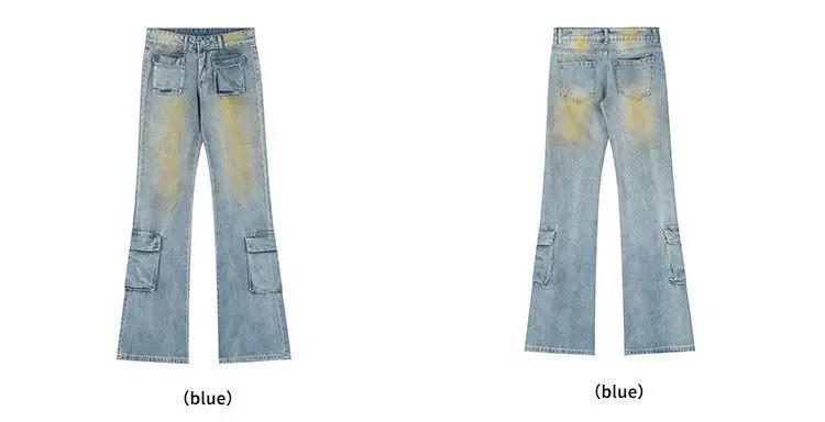 Description Picture 6 of itemAmerican High Street Design Personalized Multi Pocket Jeans Trendy Men and Women Washed Trendy Micro Horn Retro Casual Pants y2k