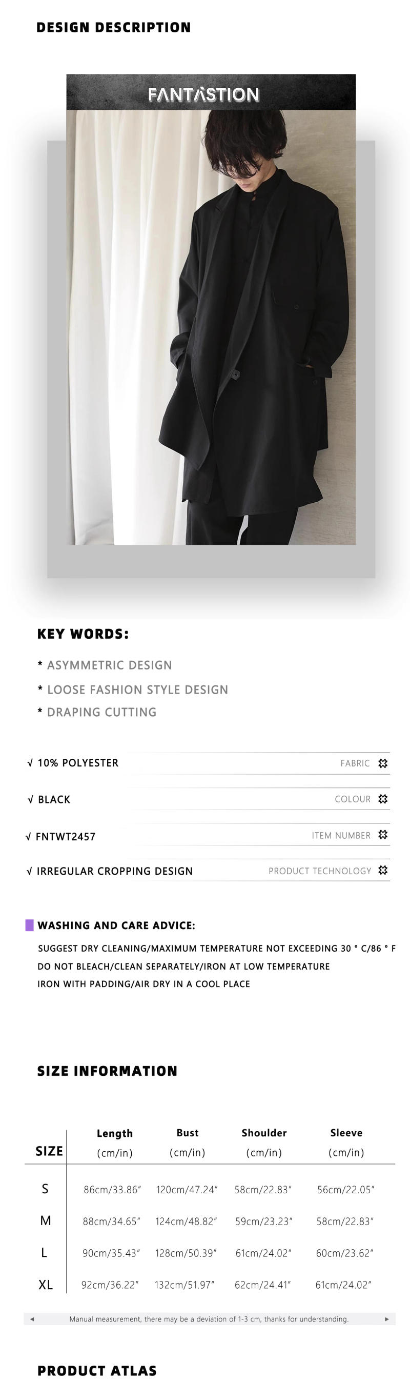 Description Picture 3 of itemFANTASTION Original design casual blazers Male blazer Black Men's blazer free shipping Men's jacket Coat Jackets man