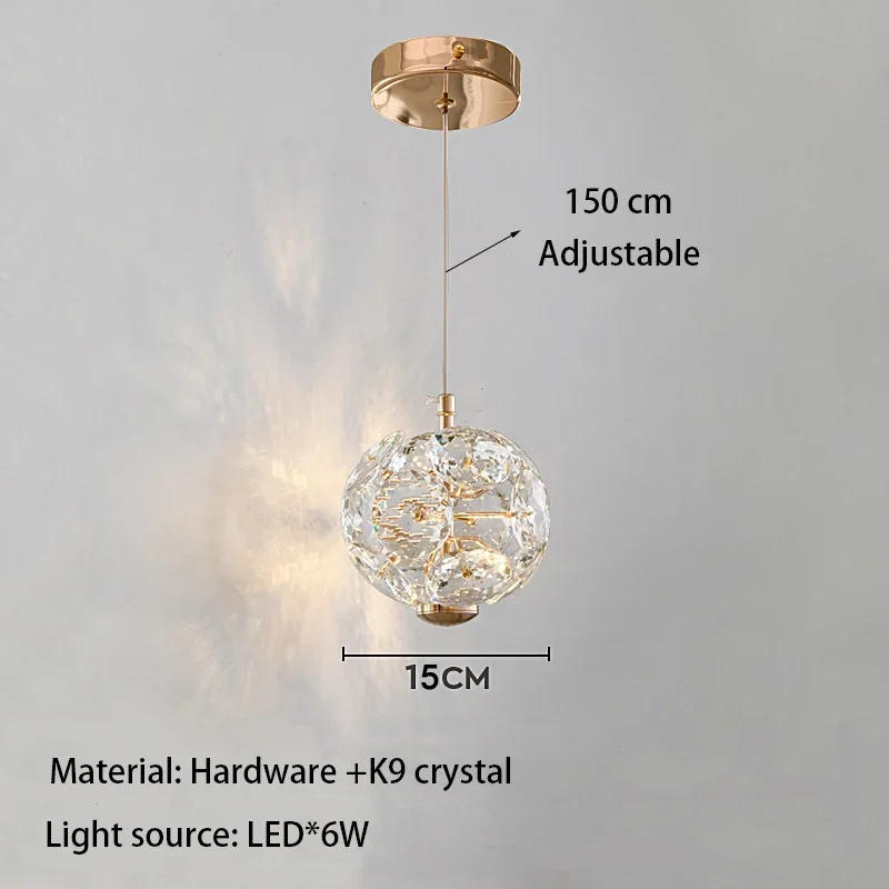 Description Picture 2 of itemModern K9 Pure Crystal Bedside Small Chandelier Light Lluxury Crystal Wall Lamp Corridor Ceiling Lamp Bar Decoration Noble Lamps