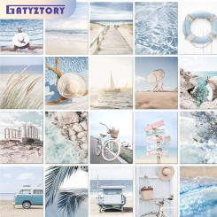 Beach Scenery Acrylic Paint By Numbers Picture Drawing Canvas Frame Coloring By Numbers Decor Art Oil Painting For Adults DIY Ki