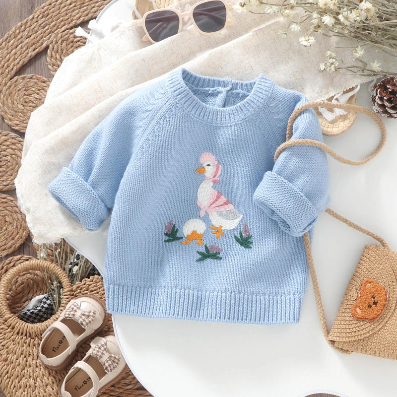 Description Picture 6 of itemMISOWMNJOY Winter Knitted Baby Boys Girls Sweater Cute Duck Embroidery Long Sleeve Fall Winter Kids Clothes Infant Jumpers Tops