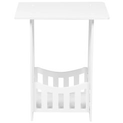 White End Table 2 Tier Boho Side Table Narrow Nightstand Storage Shelf Bedside Table Display Rack Small Spaces Bedroom Living