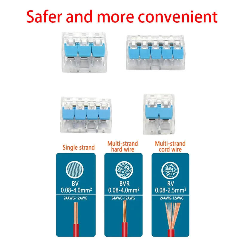Description Picture 6 of itemTransparent One in many out Quick wire Connector Universal cable wiring Terminal Block mini Push-in Home Junction box LED Light