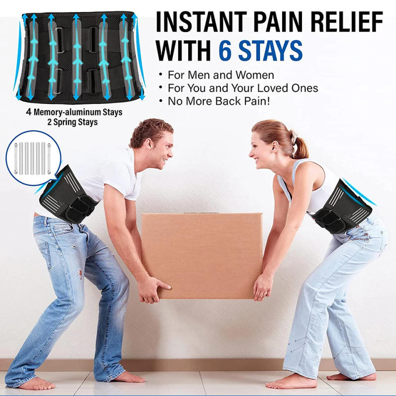 Description Picture 4 of itemLower Back Brace with 6 Stays Anti-skid Orthopedic Lumbar Support Sweat Waist Trainer Belt for Men Women Gym Pain Relief Girdle