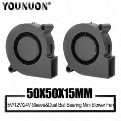 5015 5cm DC 5V 12V 24V 2Pin Dual Ball/Hydraulic Bearing Brushless Cooling Turbine Blower Fan 50mm x 15mm Blower Cooler Fan