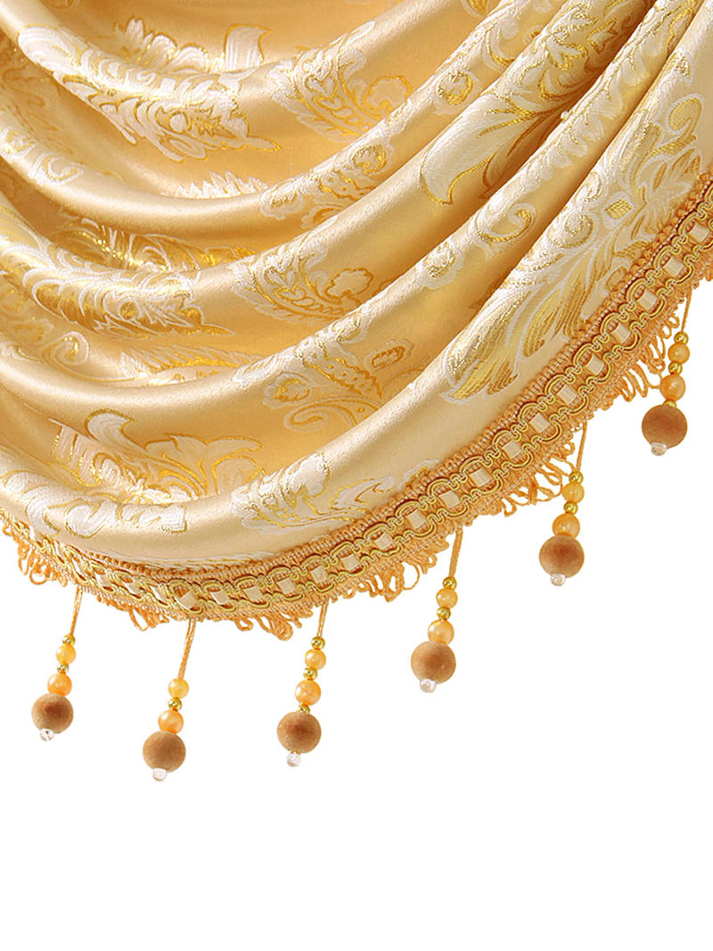 Description Picture 4 of item1PC Gold Geometric Pattern Curtain Valance,European Luxury Style Wave Valance for the Window and Door Decor,Rod Pocket