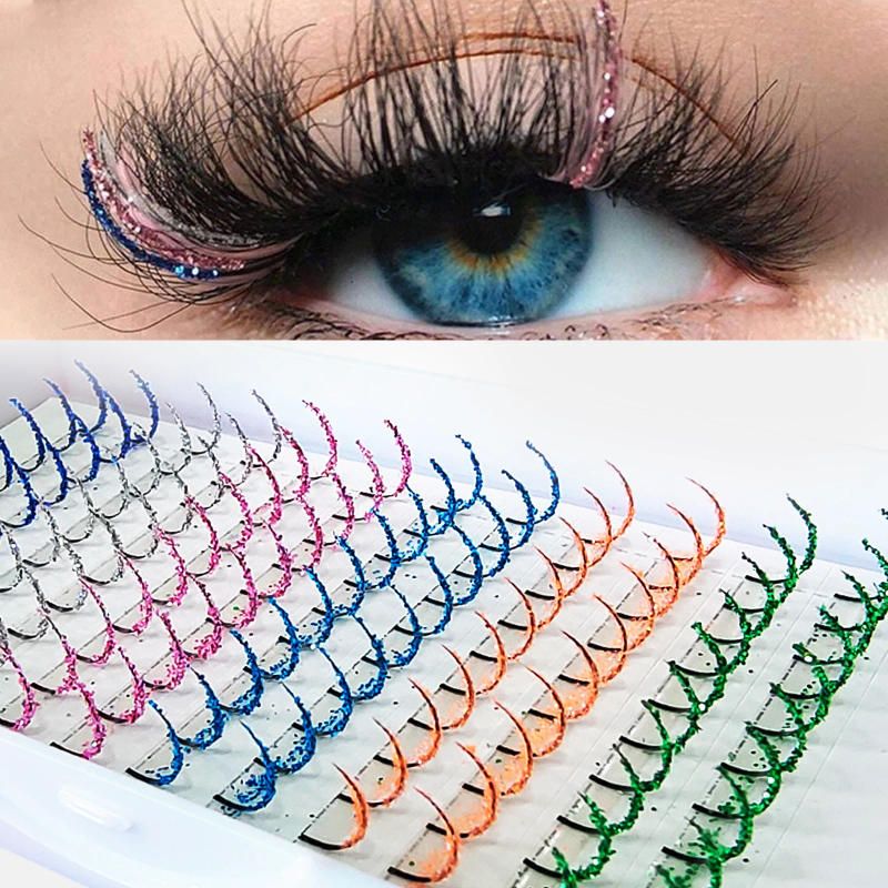 Description Picture 2 of itemHoney Eyelash Bride's Eyelashes Stage Wedding Eyelashes Colored Glitter Eyelash Extensions Silver Eyelashes Shiny False Lashes