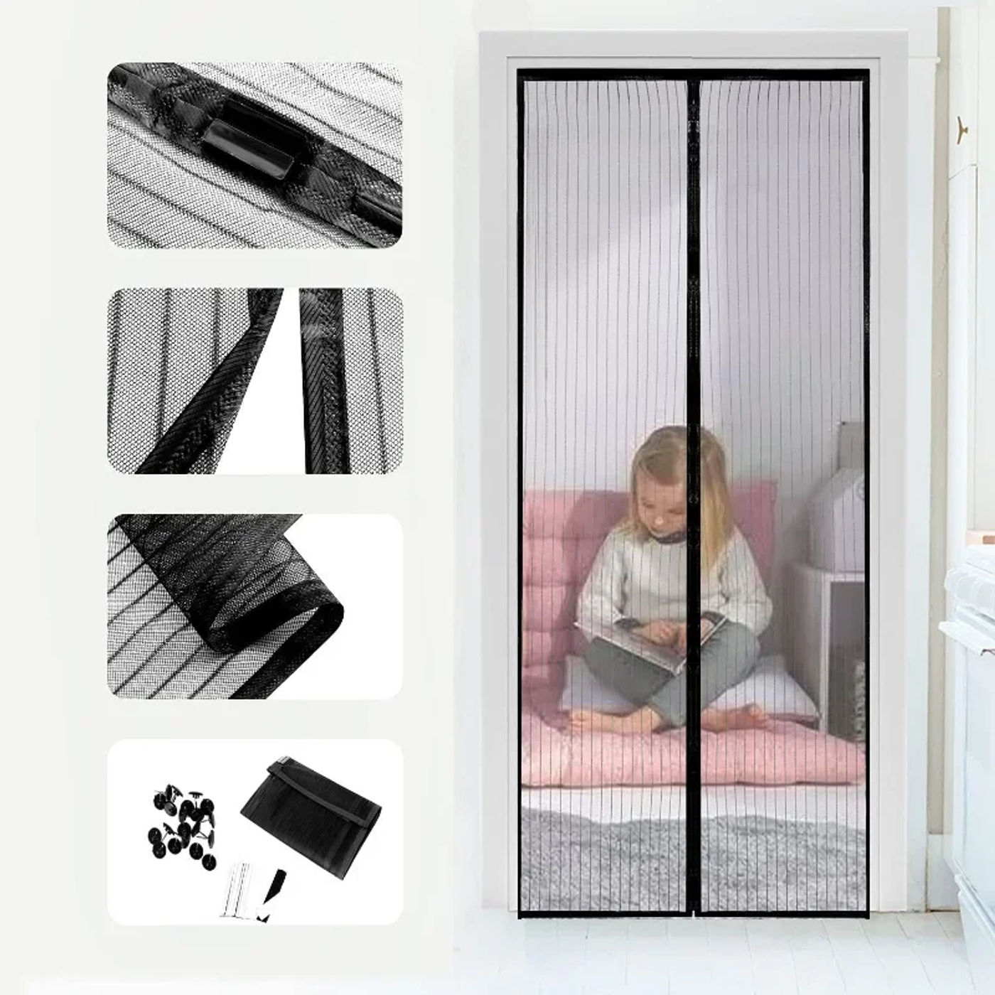 Description Picture 4 of itemMagnetic Mosquito Net for Window Door Curtain Insect Screen Anti-mosquito Net Curtains Invisible Mesh Protective Shades Home