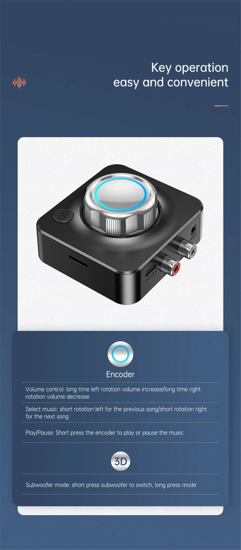 Description Picture 4 of itemWireless Receiver Bluetooth 5.0 3D Stereo Music Audio Adapter TF Card R/L RCA 3.5mm AUX Jack For Car kit Wired Speaker Headphone