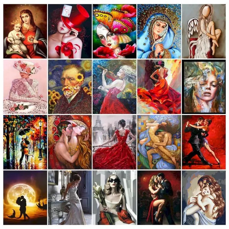 Description Picture 2 of itemCHENISTORY DIY Paint By Numbers Figure Oil Painting Kit For Adults Acrylic Picture With Numbers Artwork Coloring By Numbers