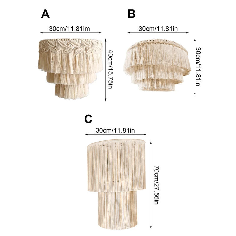 Description Picture 2 of itemNordic Woven Hanging Tapestry Bohemian Macrame Tassel Lamp Shade Lampshade Boho Hanging Light Cover Living Room Home Decor