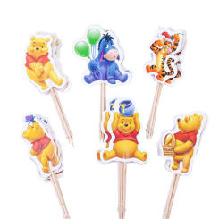 24pcs/lot Winnie the Pooh Theme Cake Decor Cake Topper Kids Girls Boys Birthday Party Supplies Baby Shower Gift Cupcake Picks 