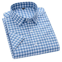 Summer Men Plaid Shirts Short Sleeve Pure Cotton Comfortable Casual for Business OffIce Male Clothing with Front Pocket