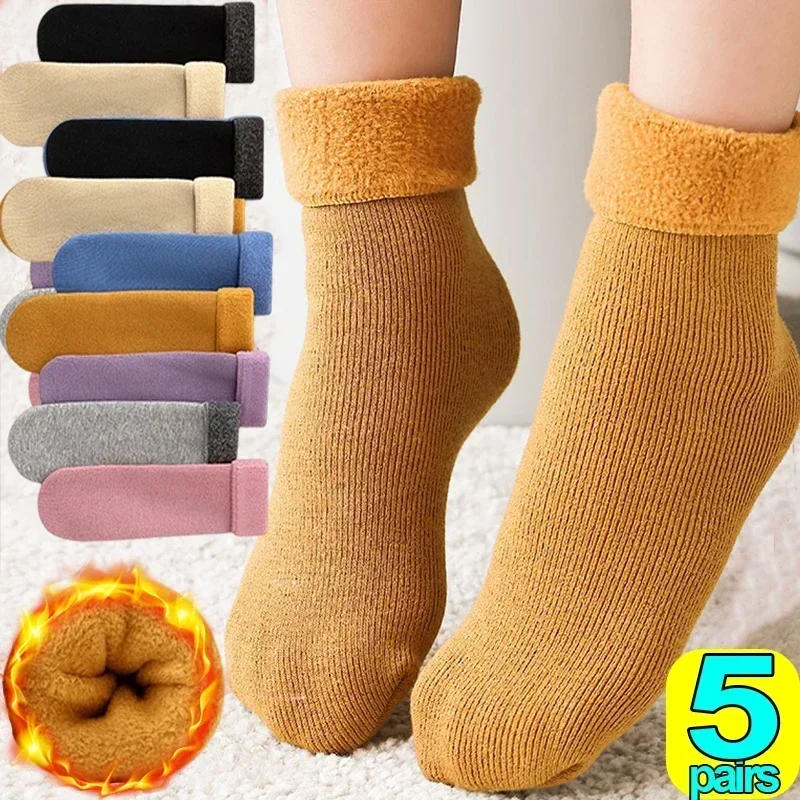 Description Picture 2 of itemWomen Men Winter Socks Warm Thicken Thermal Snow Boots Floor Socks Soft Velvet Cashmere Sock Sleep Solid Color Home Floor Socks