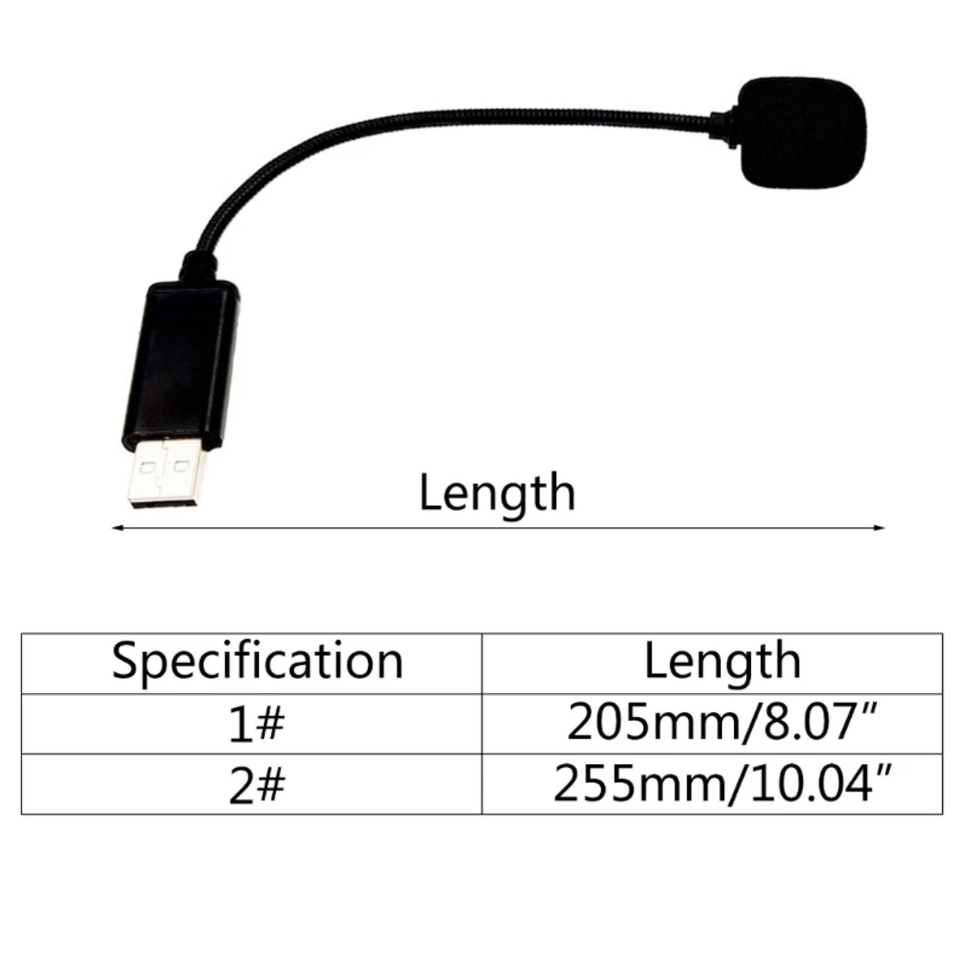 Description Picture 5 of item20/25cm Portable USB 2.0 Microphone Adjustable Mini MIC Anti-Noise Audio Adapter for Laptop/Notebook/PC