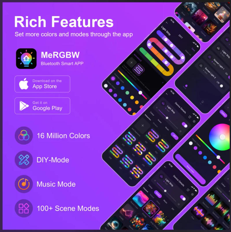 Description Picture 5 of itemMeRGBW APP Intelligent Hexagonal Wall Lamp Color Changing Ambient Night Light Hexagonal Shape DIY Music Rhythm Game Room Bedroom