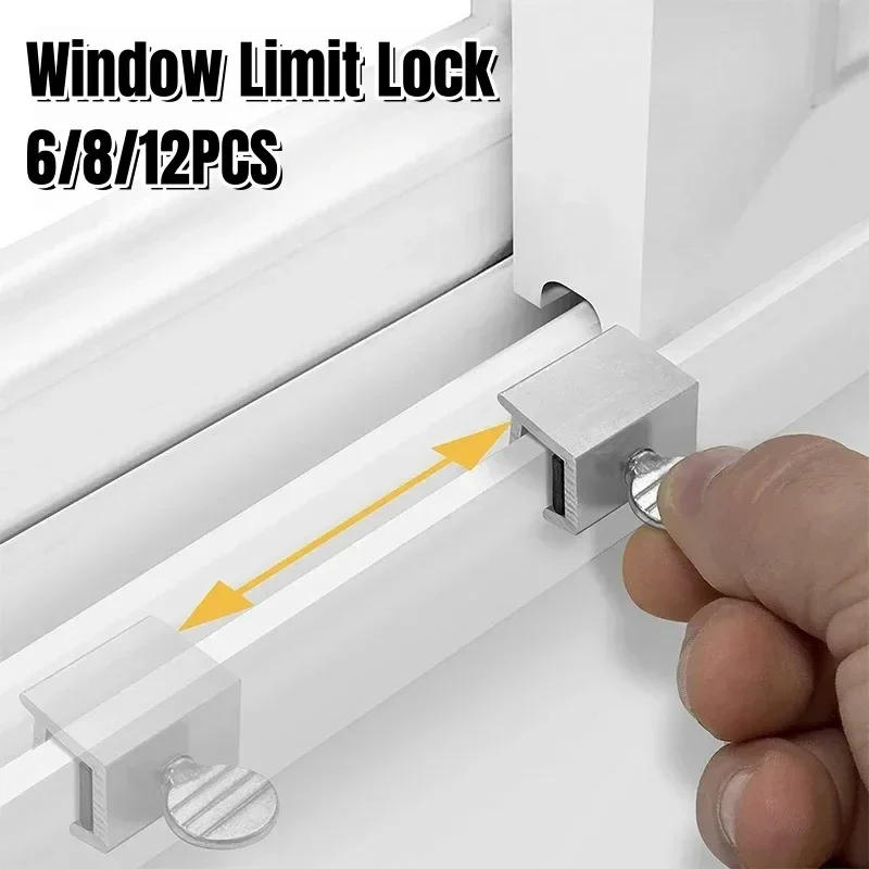 Description Picture 2 of item6/8/12PCS Sliding Sash Plug Round Handle Silver Stainless Steel Window Sliding Door Lock Protection Safety Anti-theft Limit Lock