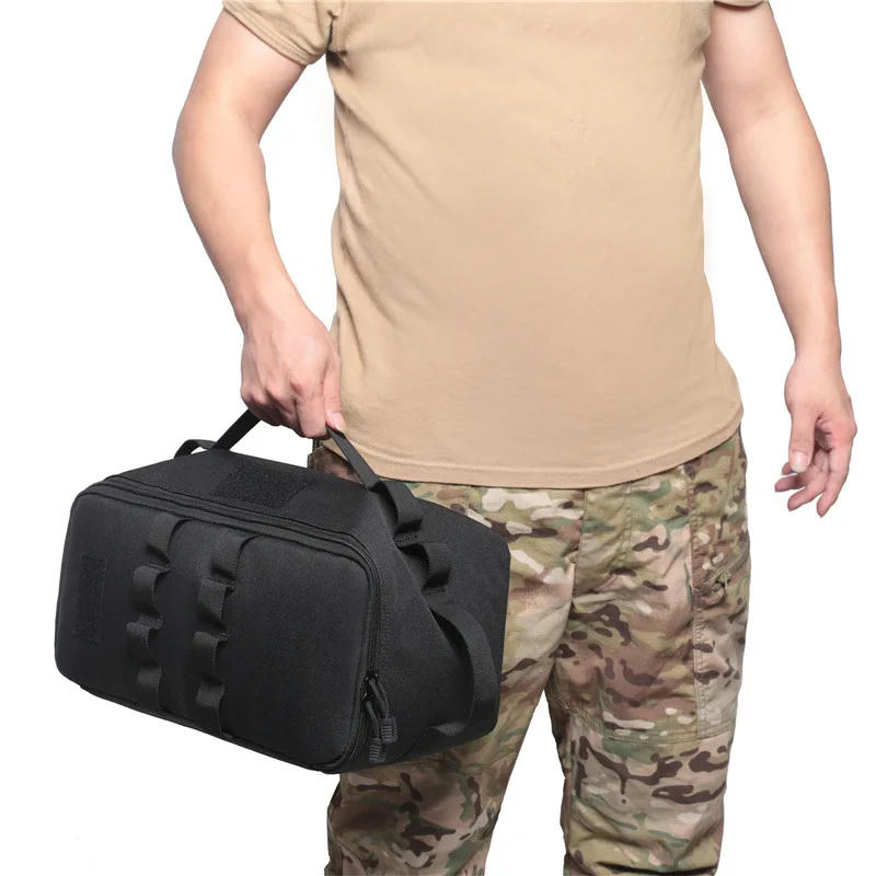 Description Picture 6 of itemRange Bag Molle System 600D Waterproof Gun Shooting Pistol Case Pack Khaki Hunting Accessories Tools Sling Bag Camping