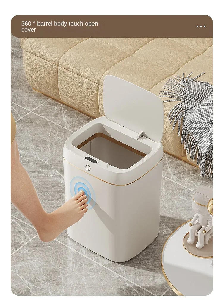 Description Picture 4 of item11/13L Smart Trash Can Automatic Sensor Garbage Can Light Luxury Bathroom Kitchen Garbage Living Room Recycle Bins Wastebasket