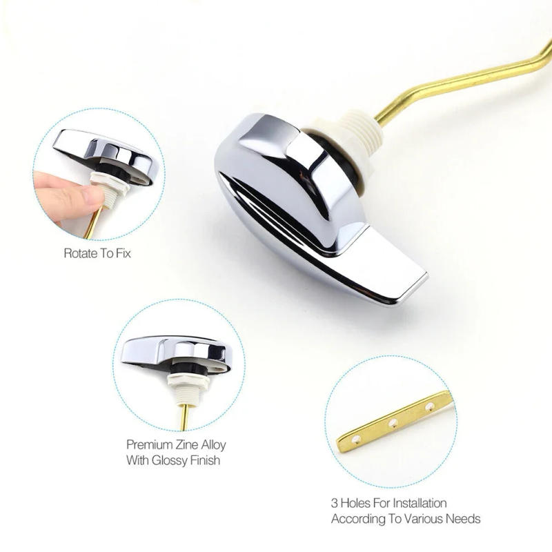 Description Picture 5 of item1Pc Universal Toilet Tank Flush Lever Chrome Finish Toilet Lever Handle Bathroom Toilet Accessories