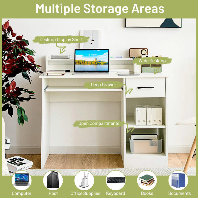 Description Picture 6 of itemCostway Computer Desk Writing Study Laptop Table w/ Drawer & Keyboard Tray