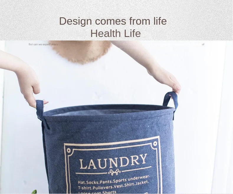 Description Picture 4 of itemIns Storage Bucket Fabric Waterproof Foldable Washing Storage Basket Practical Home Dirty Clothes Basket Clothes Tube