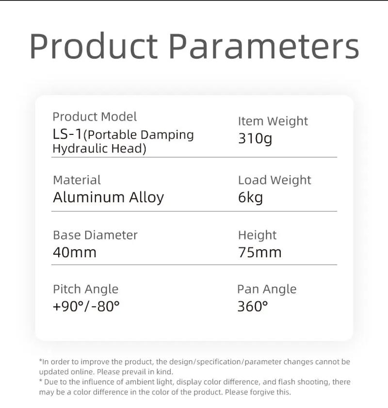 Description Picture 3 of itemXILETU LS1 Panoramic Tripod Head Hydraulic Fluid Video Damping Head For Tripod Monopod Camera Holder Stand Mobile SLR DSLR