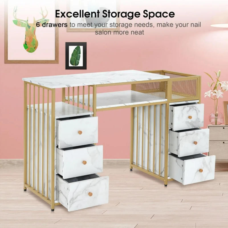 Description Picture 5 of itemNail Desk Nail Tech Acetone Resistant Manicure Table with Metal Frame Nail Salon Station Beauty Storage Organizer 2425 (White)