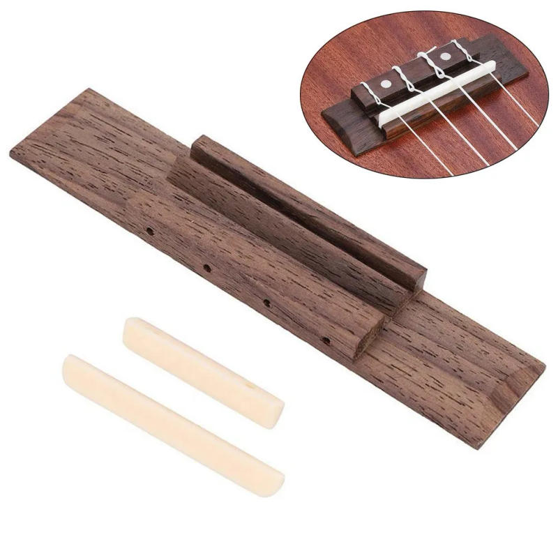 Description Picture 2 of item3pcs Ukulele Rosewood Bridge & Nut And Saddle Slotted For Guitar Ukulele Parts DIY Ukulele Musical Instruments Parts