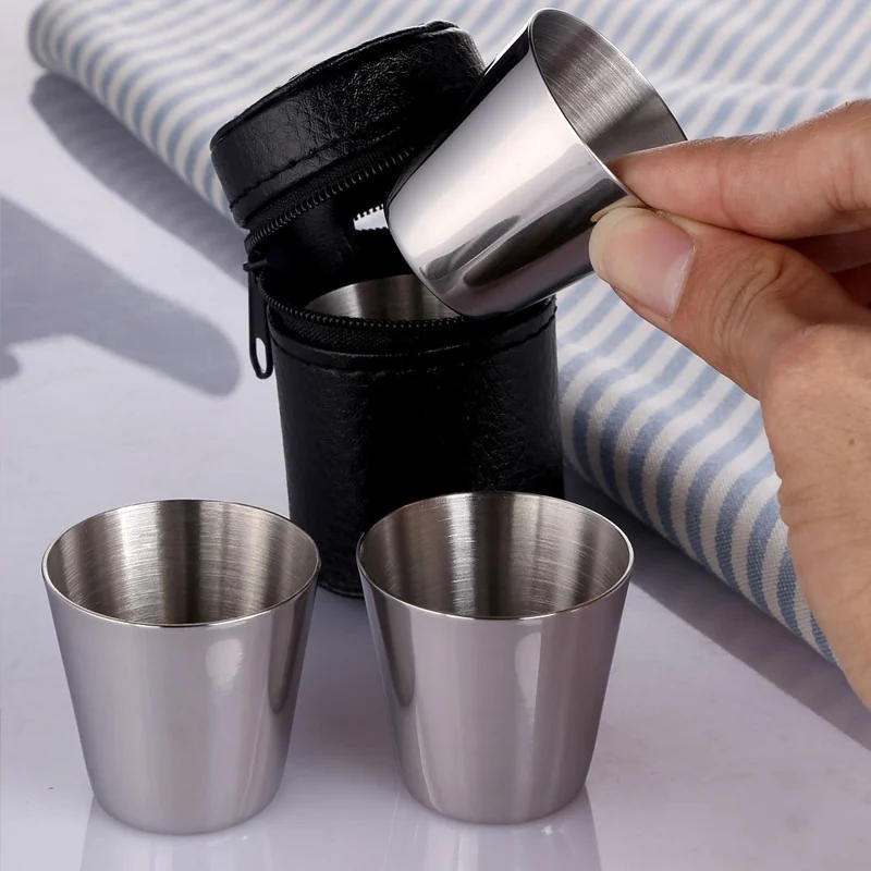 Description Picture 5 of item4/6pcs 30ml Mini Stainless Steel Cups Set Outdoor Practical Travel Shot Glasses For Whisky Wine With Case Portable Drinkware