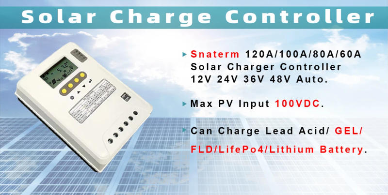 Description Picture 2 of item120A 100A 80A 60A 12V 24V 36V 48V AUTO  PWM solar panel charge controller Solar PV Battery Charger with LCD Display for solar