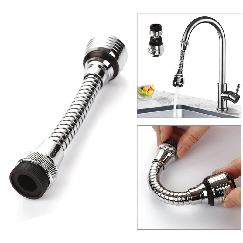 Description Picture 3 of item360° Flexible Faucet Extender Bendable Kitchen Sink Tap Spray Head Attachment Material:Stainless Steel+ABS Sliver Color