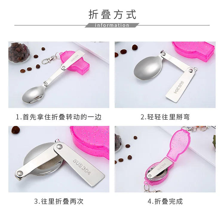 Description Picture 6 of itemOutdoor Folding Travel Camping Utensil Stainless Pocket Spoon Fork Light Small Foldable Spoon Fork Camping Picnic Tool Tableware
