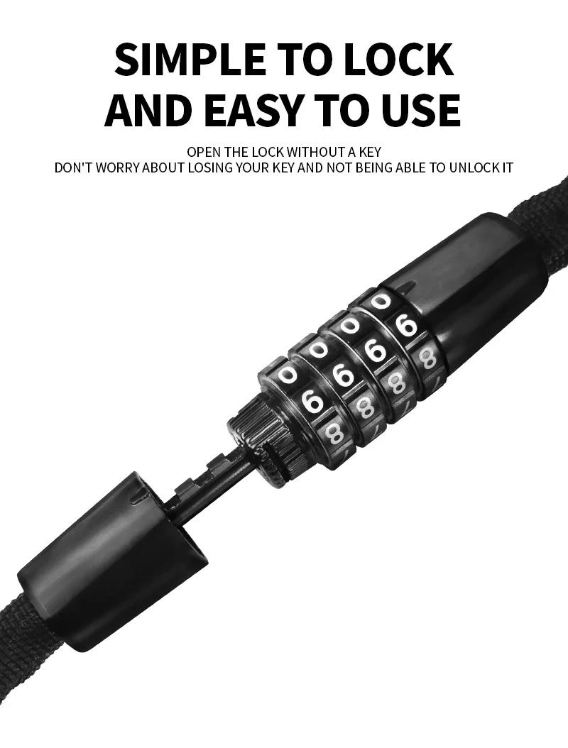 Description Picture 5 of itemZELLMANN Portable Bicycle Lock Password Rope Anti-Theft Road Mountain Bike Safety Lock Outdoor Electric Password Chain Locks