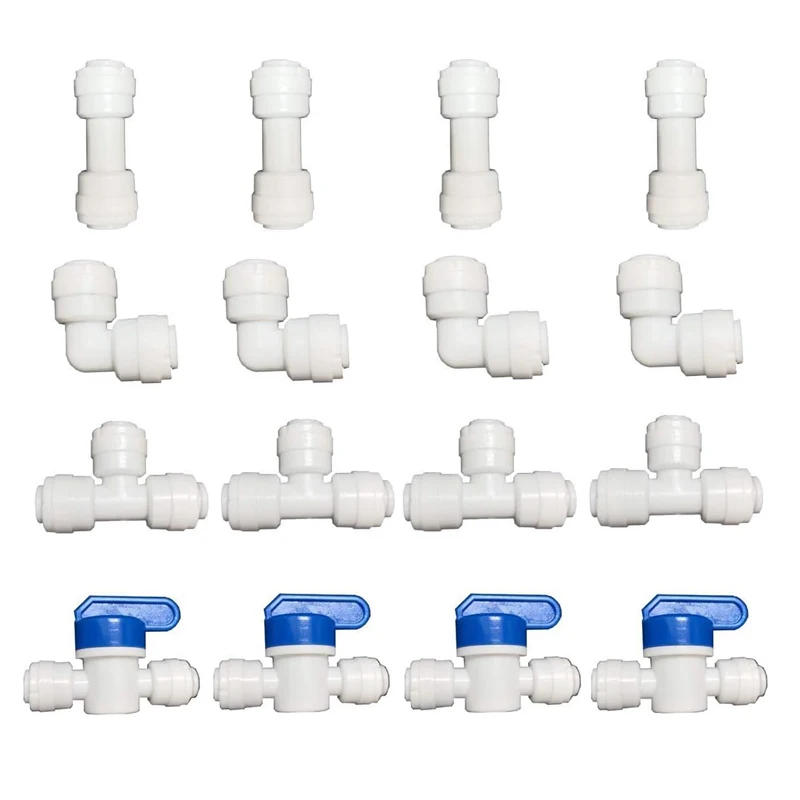 Description Picture 2 of itemWater Filtration line tube pipe fittings, 1/4" o.d. tube quick connector 16pcs for ice maker RO water dispenser Misting system