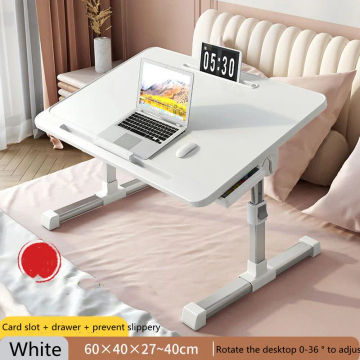 60X40CM Foldable Lifting Computer Desk Laptop Tablet Desk with Drawers Multifunctional Bedroom Tilting Folding Office Read Desk