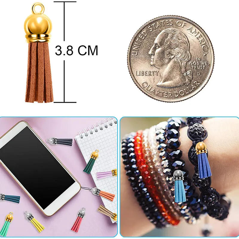 Description Picture 4 of item20/10Pcs Keychain Tassel Leather Small Tassel Pendant Bulk Keychain Fringe Tassels For DIY Jewelry Making Dexoration Accessories