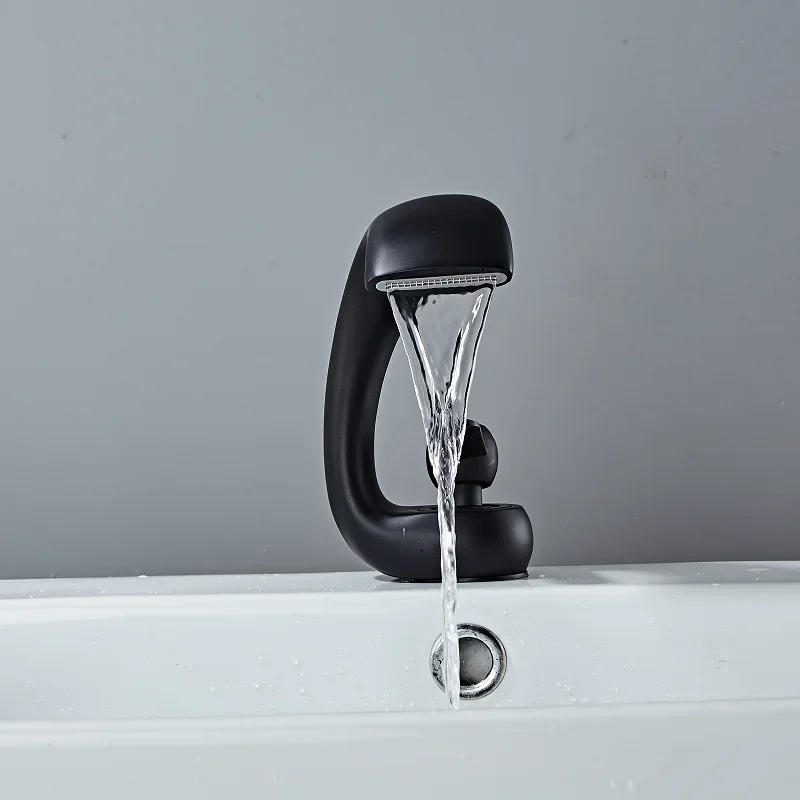 Description Picture 3 of itemBathroom Faucet Modern Black Basin Brass Wash Single Handle Single Hole Elegant Crane