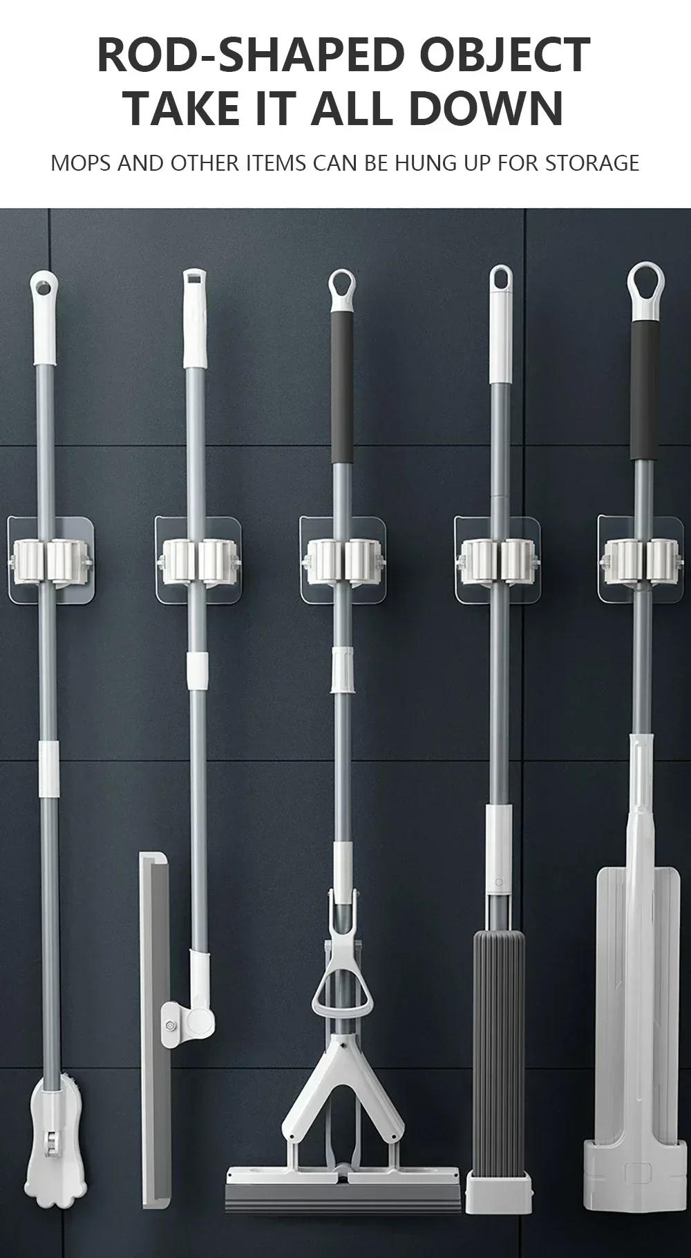 Description Picture 4 of item20PCS Wall Broom Mop Holder Organizer Holder Wall-Mounted Waterproof Mop Storage Rack Broom Hanger Hooks Household Tools