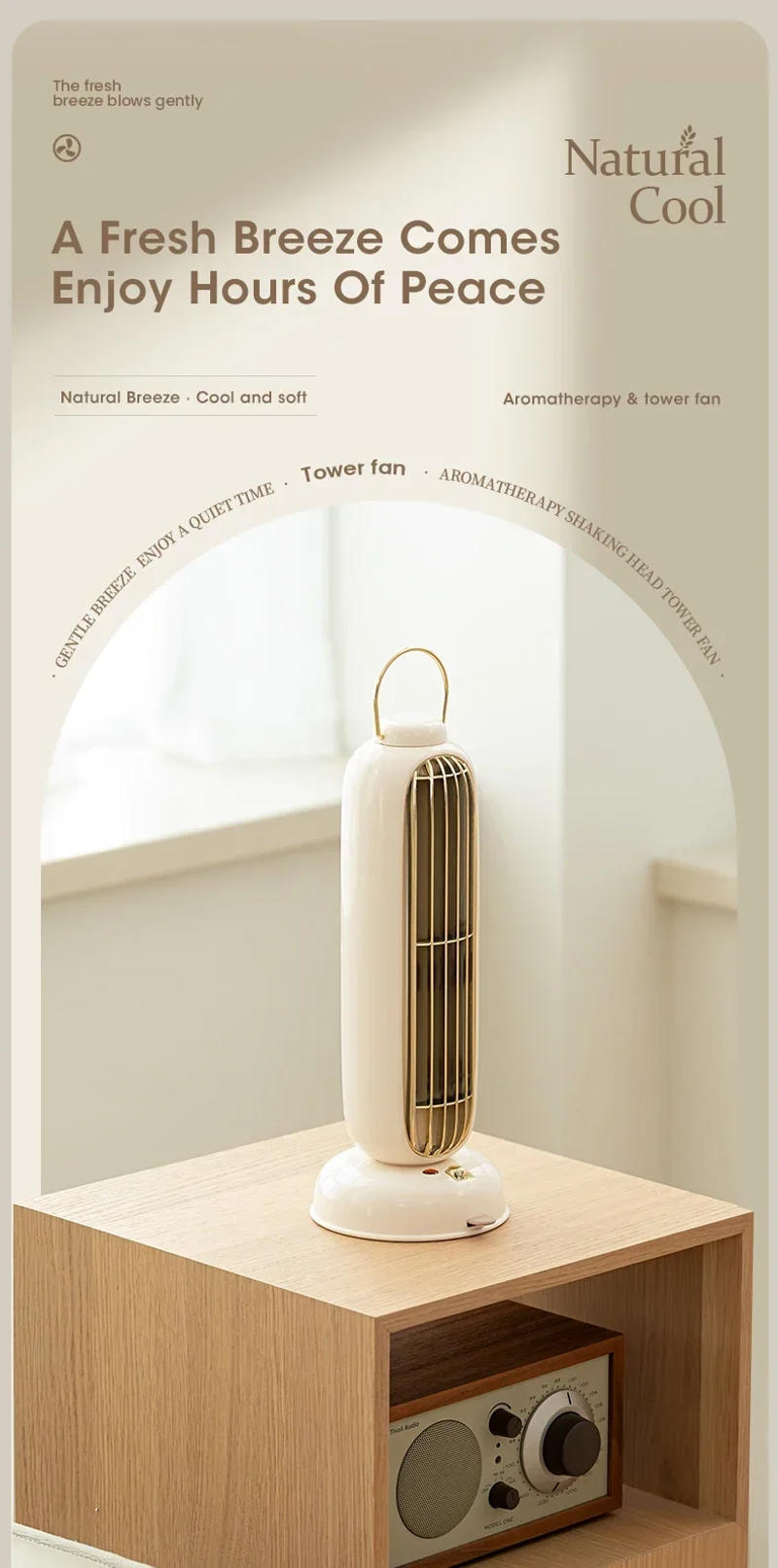 Description Picture 3 of itemNew Stand Mini USB Fan 3600mAh Battery Rechargeable Tower Table Fan type-C Portable Desktop Air Cooler for Home Study Camping