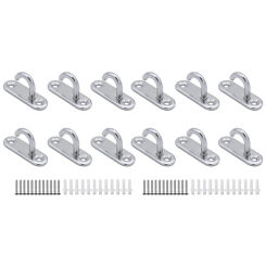 HOT SALE 12 Pack Stainless Steel Ceiling Hooks M5 Oval Open Hooks Pad Eye Plate Anchor Screw Wall Mount Hook For Plant Basket
