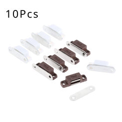 10Pcs 27x10mm Small Magnetic Door Catches Cabinet Kitchen Cupboard Wardrobe Latch Catch Screw White Brown Furniture Hardware