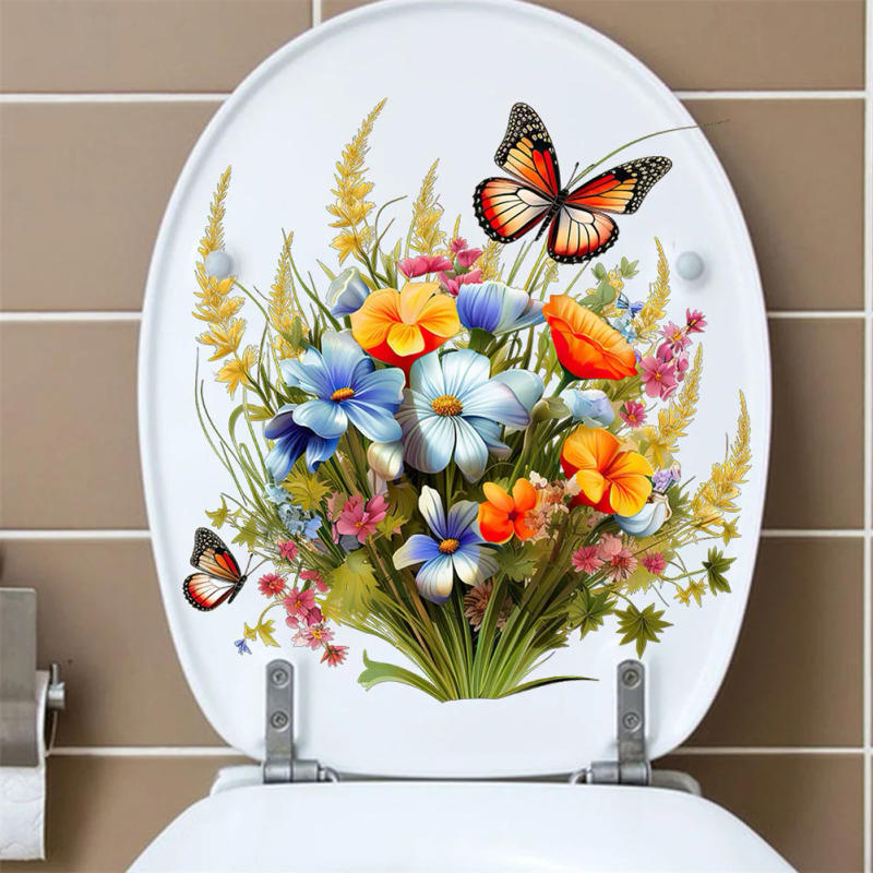 Description Picture 3 of itemBathroom Butterfly Flower Toilet Seat Stickers DIY Self-Adhesive Toilet Lid Decals For Cistern Bathroom Power Switch Decor
