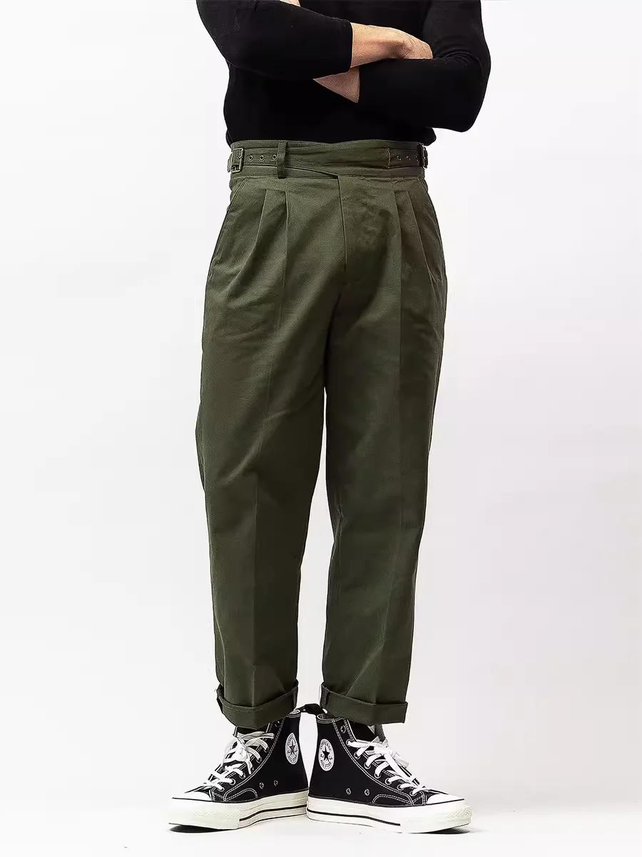 Description Picture 3 of item2024 Men's Spring Autumn Vintage Solid Color Casual Pants Male Loose Straight Suit Pant Men Fashion Long Wide-leg Trousers F371