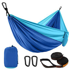 Hammock with 2 Hanging Straps Easy to Install Comfortable Blue Hammock for Fishing Lawn Garden
