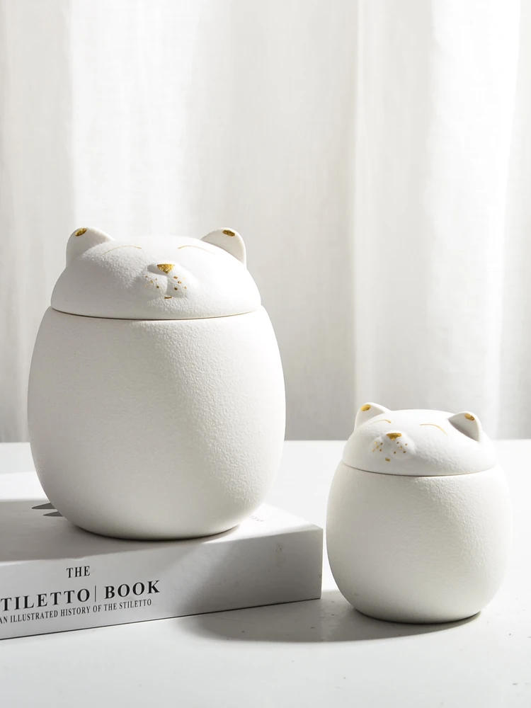 Description Picture 4 of itemCat Memorial Cat Appearance  Ceramics Large Urn for Ashes for Human Multiple Colors Cremation Urns for Human Ashes