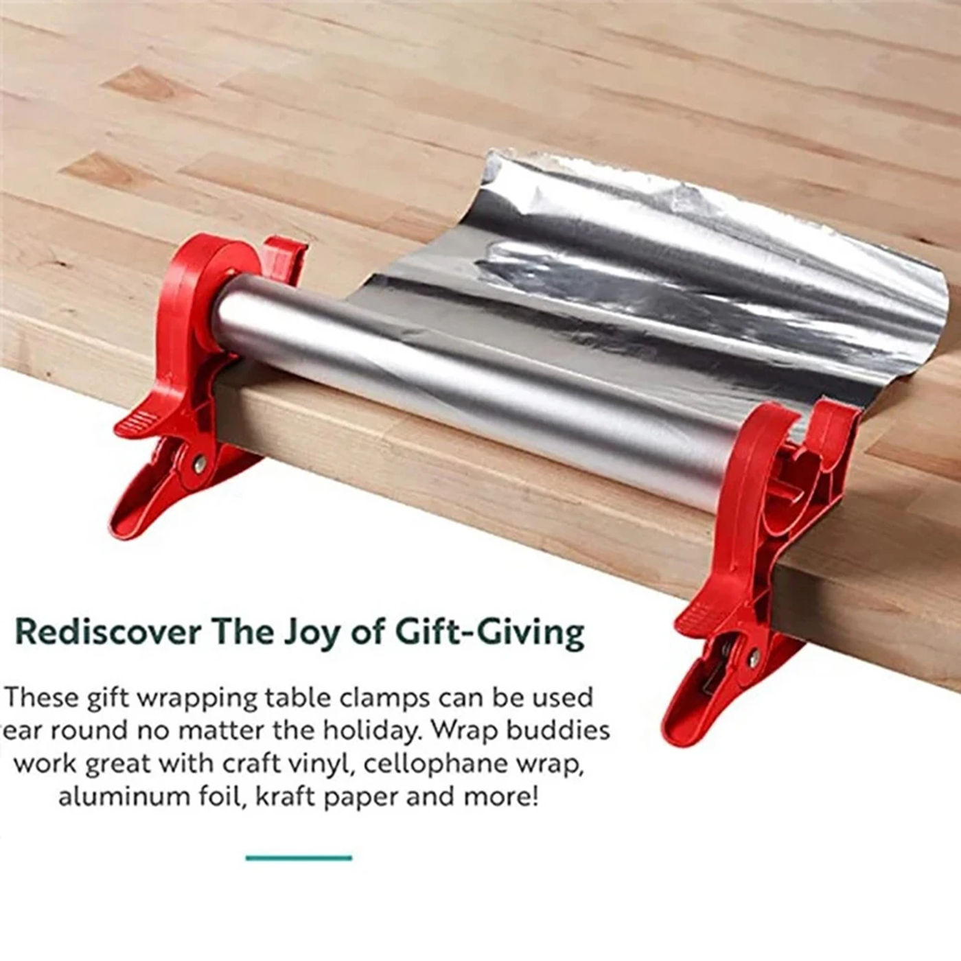 Description Picture 4 of item1pc Paper Roll Clip Christmas Packaging Partner Gift Wrapping Accessorie Tape Dispensing Holder New Cutter Holiday Décor Storage